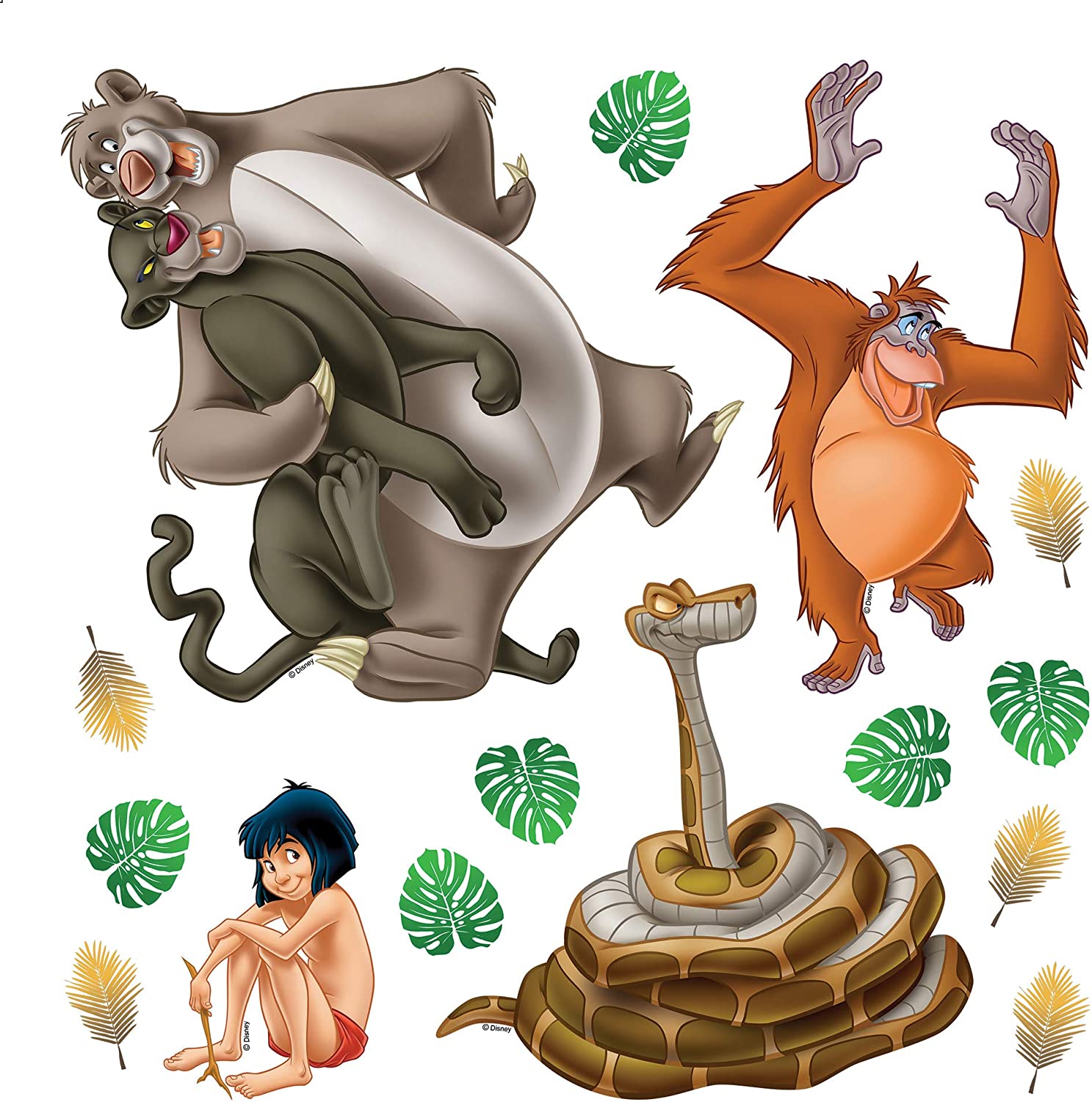 Disney AG Design - Wall Sticker Self Adhesive Jungle Book - Wall Decal, Multicolor, 30x30 cm/12x12 inches, 1 Part - DKs 1093
