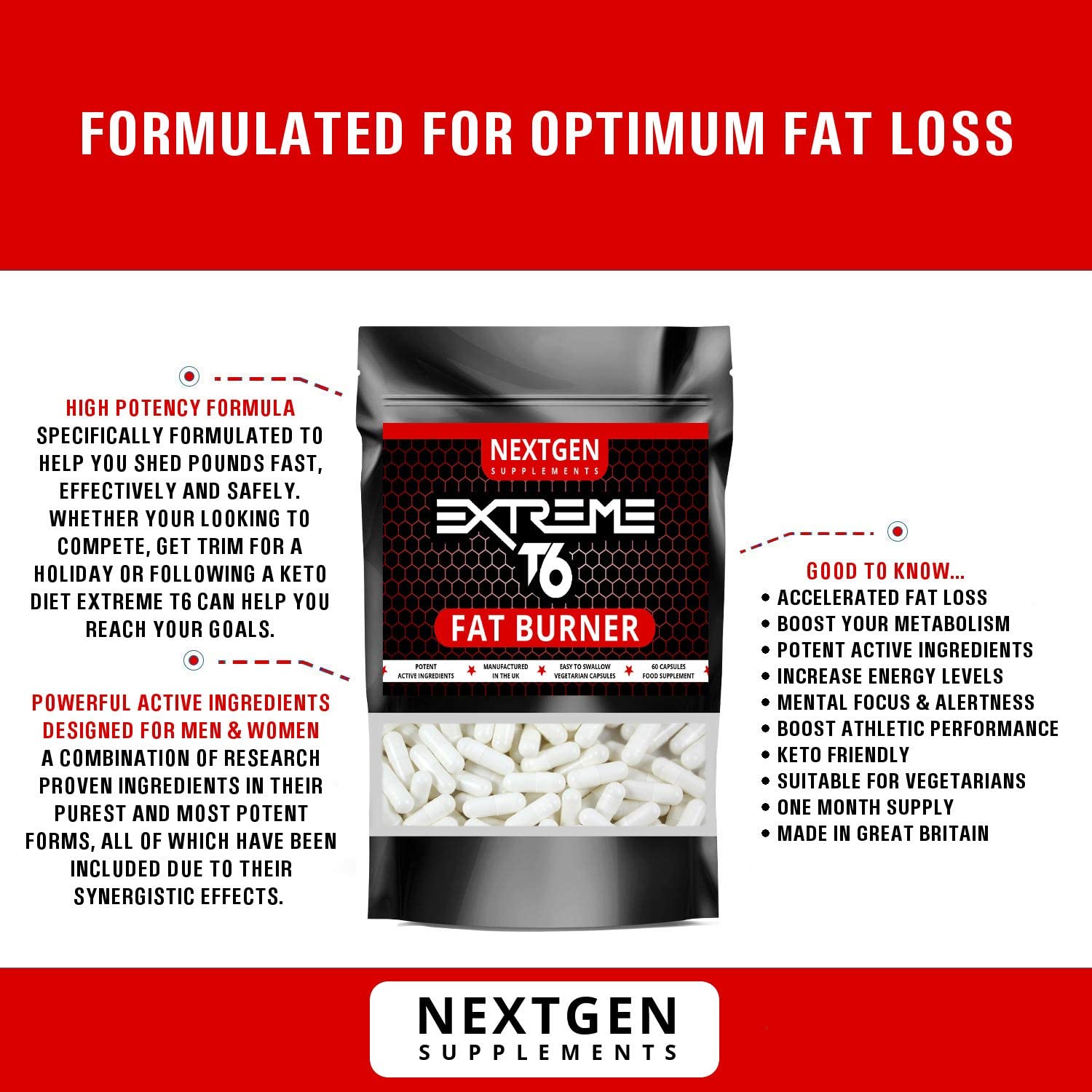Fat Burners Keto Extreme T6 Fast Weight Loss Pills Diet Slimming 60 Capsules BigaMart