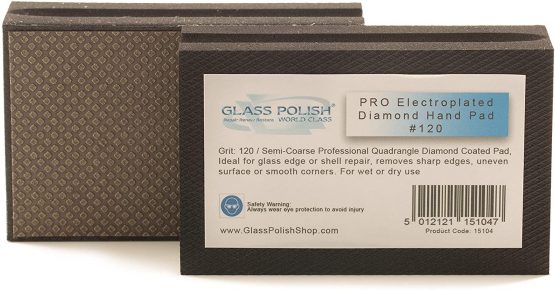 GLASS POLISH 15104| Diamond Hand Pad, Hand-Held Sanding Block for Grinding, polishing, Sharp Edges | Grit 120