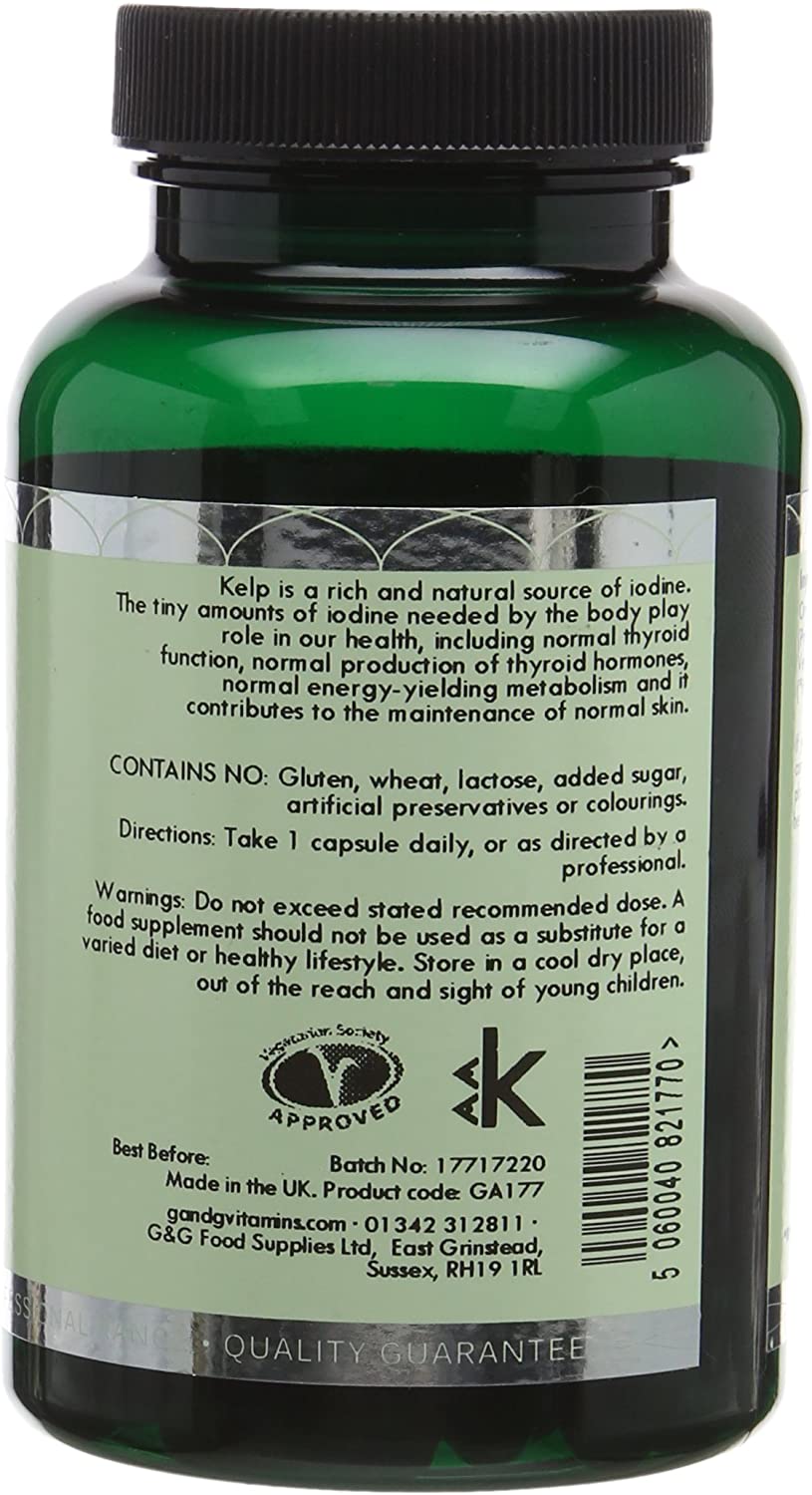 Organic Kelp Supplement 500mg - Natural Source of Iodine - 120 Vegan Capsules - Non GMO, Made in the UK - G&G Vitamins - Image 2