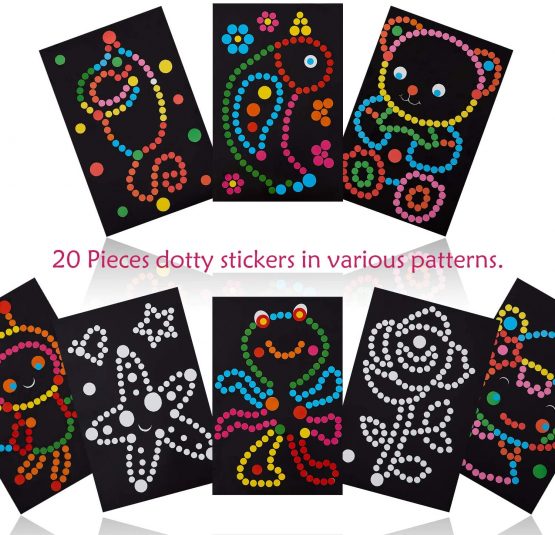 20 Pieces Dotty Sticker Art Sticker Mosaic Pictures Flower Butterfly Bird Frog Educational Toy for Arts and Crafts Teachers Students Nursery School - Image 3