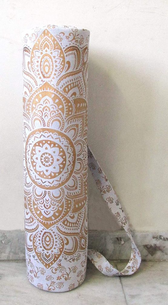ICC Black Gold Mandala Full-Zip Exercise Yoga Mat Carry Bag Gym Beach Pilates Carrier Bags Hippie Mandala Indian Cotton Bag - Image 2