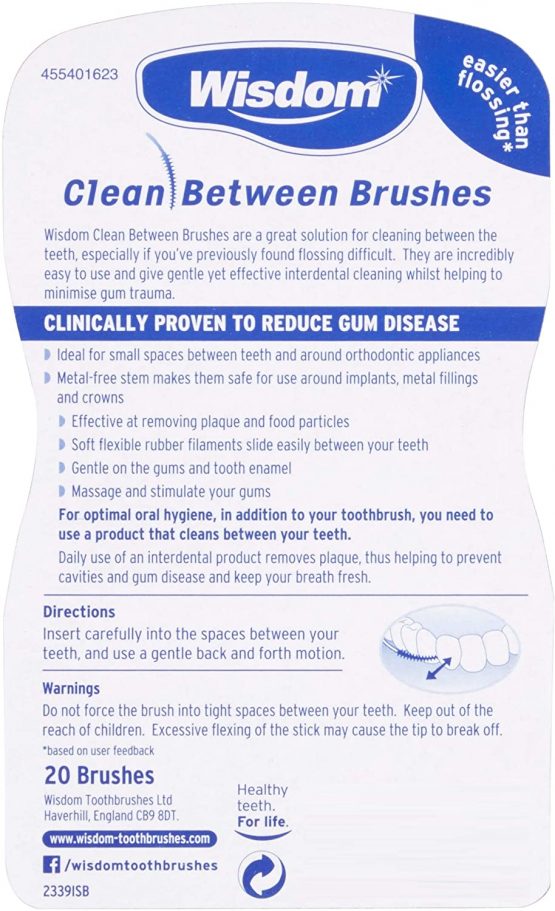 6x Wisdom Clean Between Interdental Brushes - Pack of 20 – Size Fine Blue - Image 3