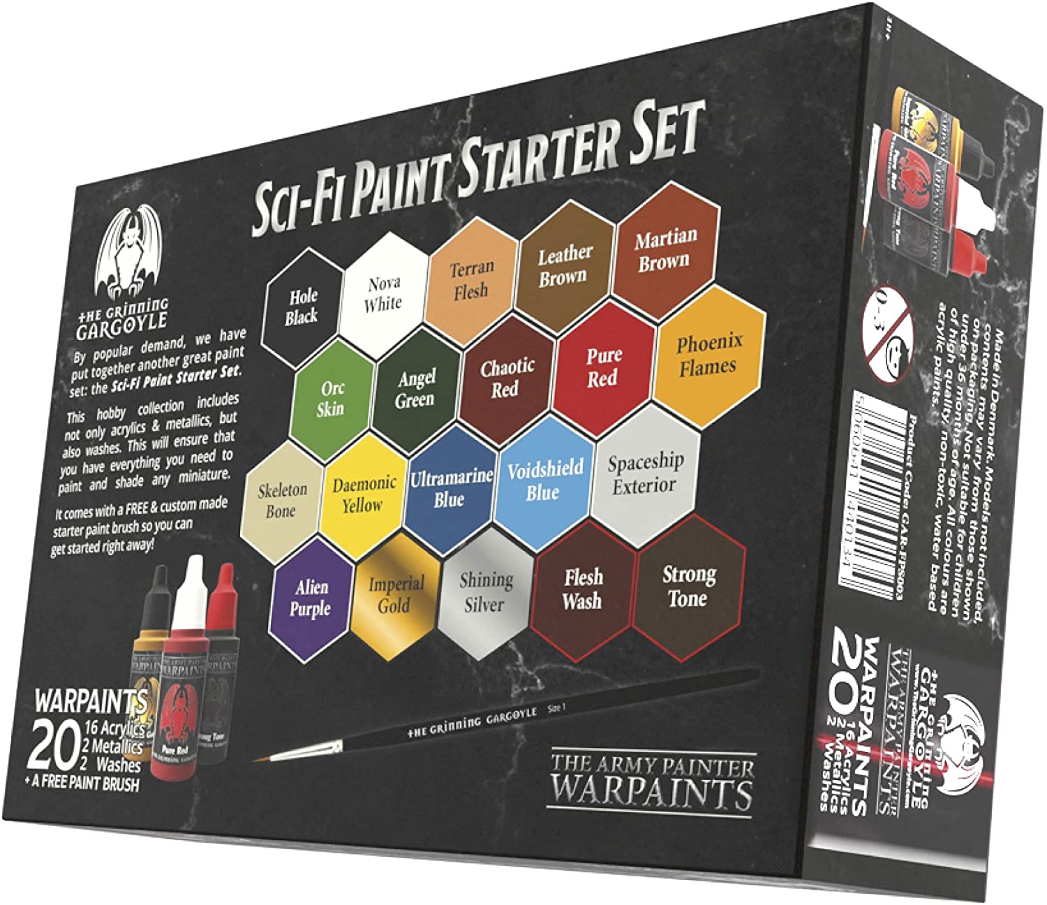 Grinning Gargoyle, Sci-Fi Miniature Paint Set, Paints for Miniatures, 20x Assorted 18ml Colours with a Paint Brush - Image 2