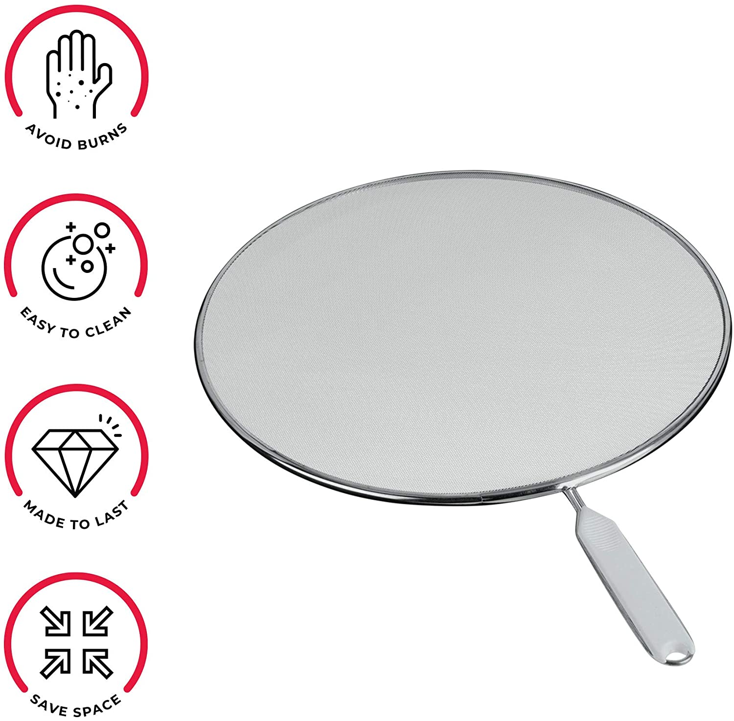 Metaltex Aluminium Mesh Splatter Screen Splash Guard,Silver,33 cm, frying pan - Image 2