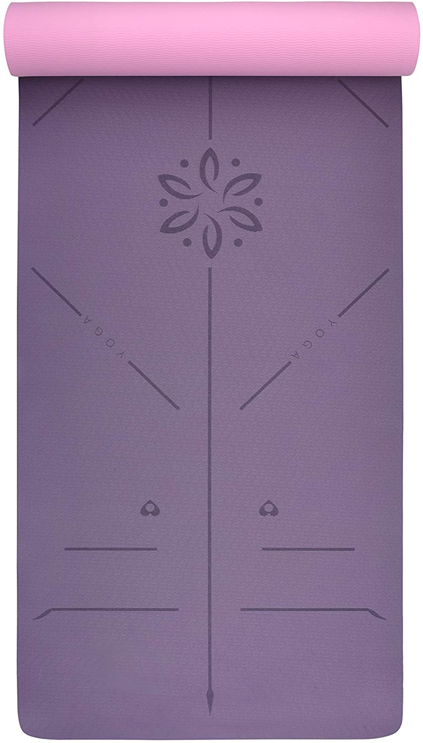 YOGATI Yoga Mat. Thick, Non-Slip, Eco-Friendly Exercise & Fitness Mat with Body Alignment Lines. Purple - Image 4