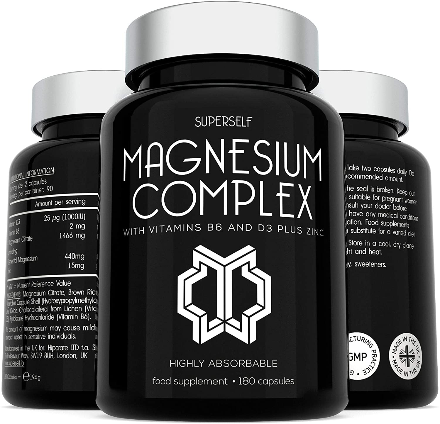 Magnesium Complex 1466mg, Magnesium and Zinc Supplements with Vitamin D3 & B6, Premium Supplements for Women & Men
