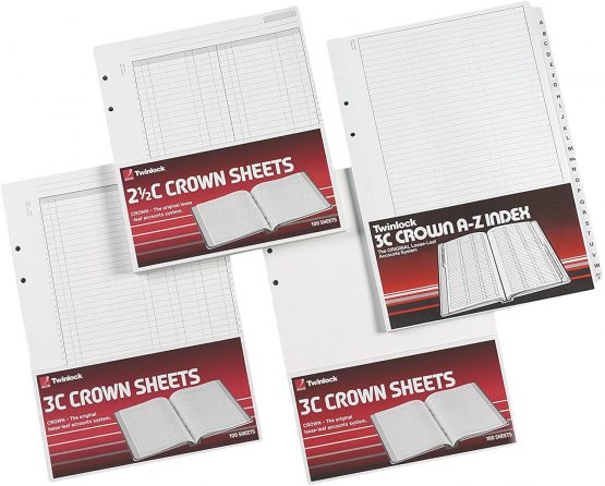 Rexel Twinlock Crown 3C Refill Sheets Double Ledger (Pack of 100 Sheets), White
