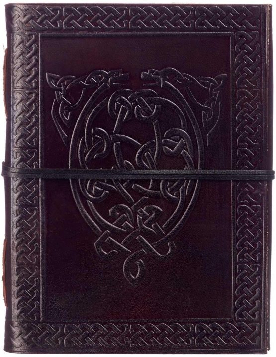 Celtic Serpent Leather Journal | 13.5cm x 18.5cm | Handmade, Fair Trade & Eco Friendly Leather Bound Notebook Alternative for Men and Women