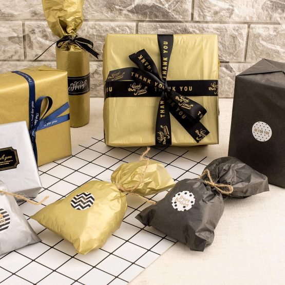 Whaline Metallic Tissue Paper GiftWrapping Paper, Large 20" x 28" for Home, Kitchen, Wine Bottles, DIY Art Craft, 60 Sheet（Gold, Silver and Black） - Image 3