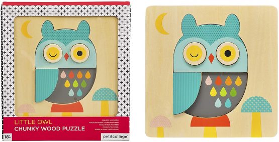Petit Collage Little Owl Chunky Wood Puzzle multicolor PTC318 - Image 3