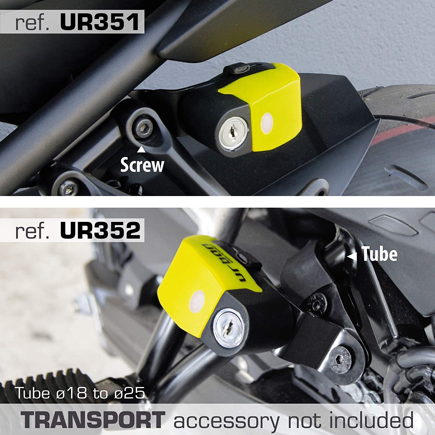 URBAN UR6 Hi-Tech Motorcycle Disc Lock with Smart Alarm, Black and Yellow, 6mm - Image 3