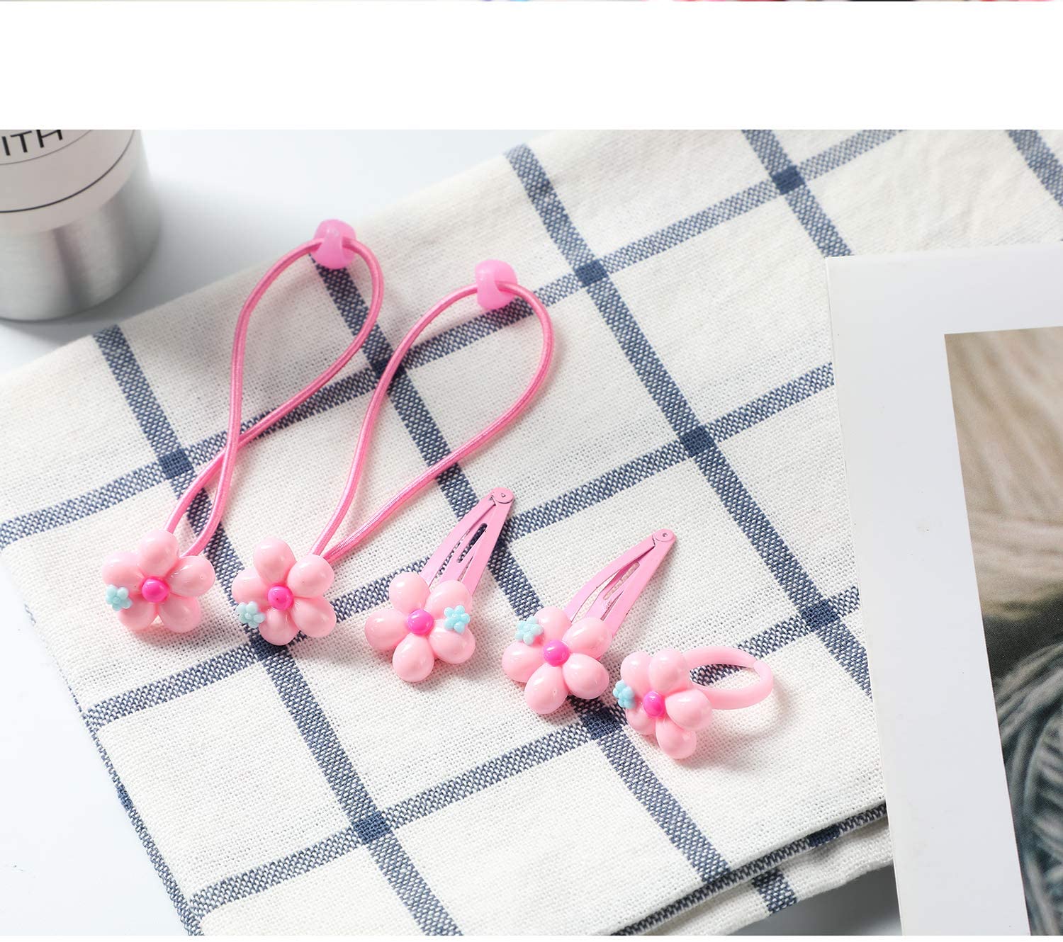 Hifot Kids Jewelry Little Girls Plush Handbag Necklace Bracelet Ring Hair Clips Set - Image 4