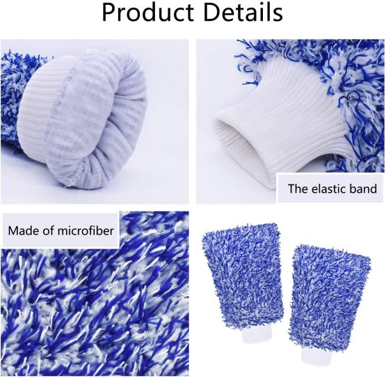 Mokani Microfiber Car Wash Mitt Cleaning Gloves Equipment Sponges, 2 Sets Professional Scratch Free Polishing Cleaning Mitts,Blue - Image 3