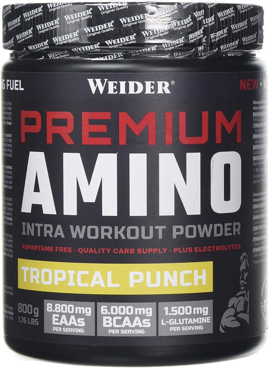 Weider Premium Amino Powder, Tropical, Intra Workout, 8,000mg EAA's, 6,000mg BCAA's, Glutamine, Plus Electrolytes, 800g