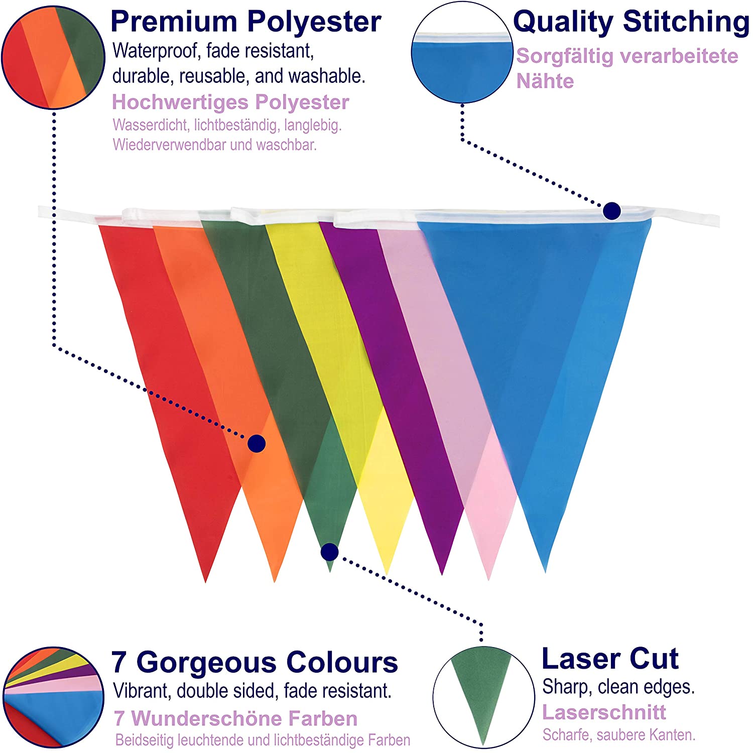 Premium Reusable Bunting Banner, Bunting Outdoor Waterproof, As Seen on TV, Polyester Fabric Bunting - Image 3
