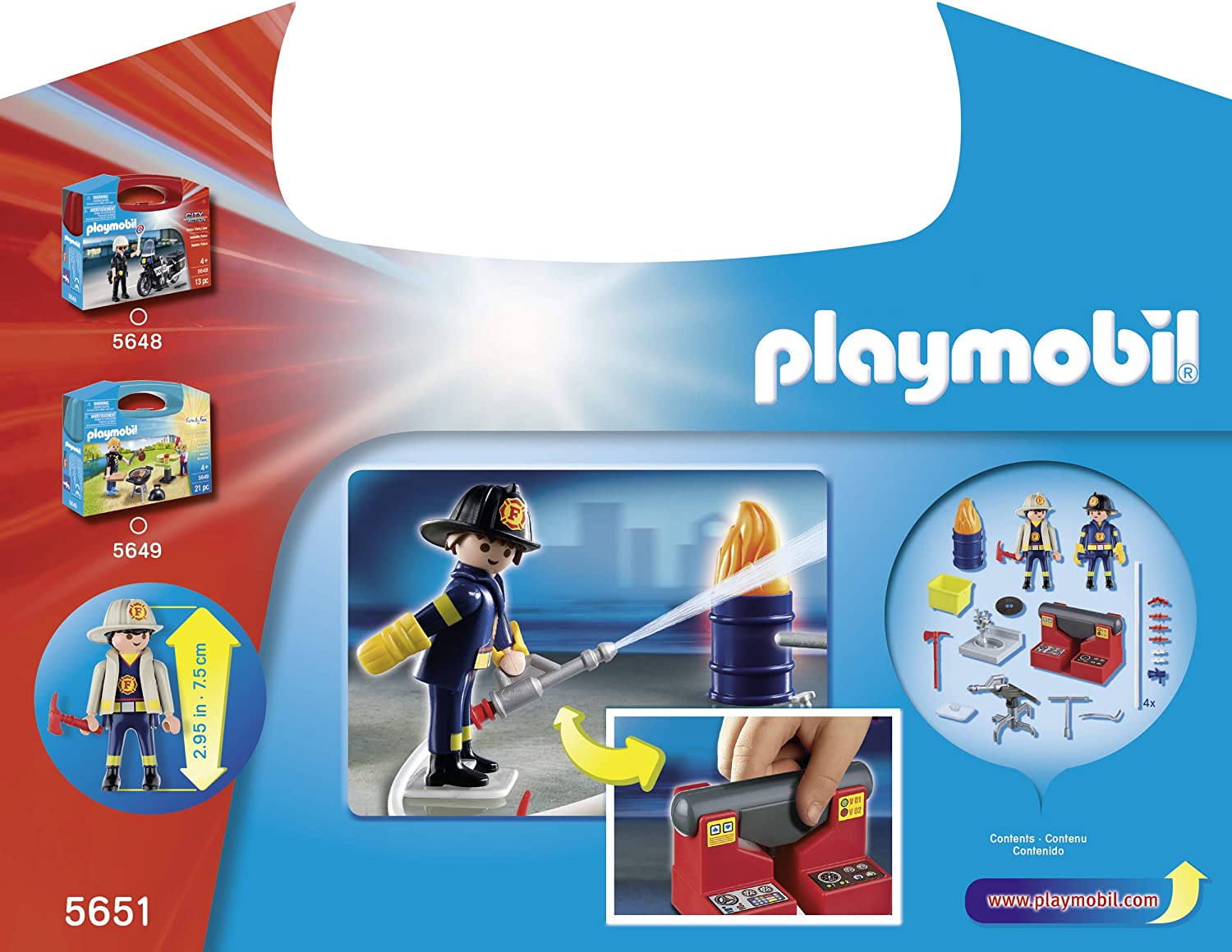 Playmobil 5651 City Action Collectable Large Fire Rescue Carry Case with Functional Water Pump, For Children Ages 4+ - Image 2