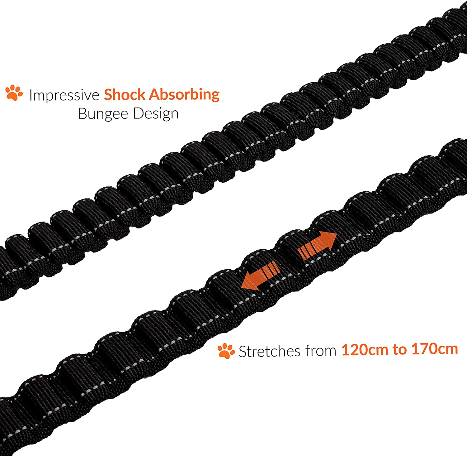 Sweetie Bungee Dog Lead Shock Absorber, Strong Leash 4FT to 5.6FT Long with Soft Padded Handle & Traffic Handle - Image 3