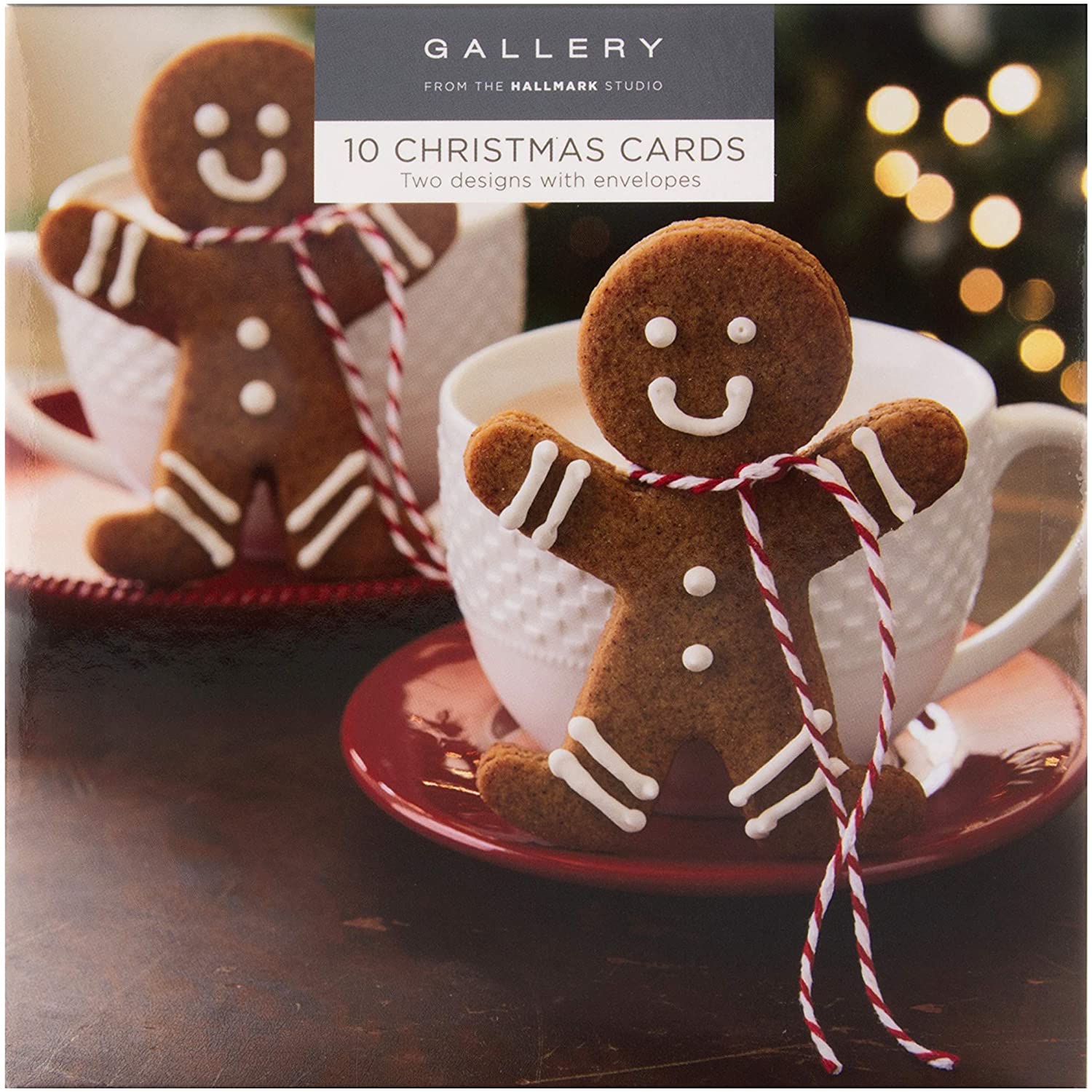 Hallmark Photographic Gingerbread Men Christmas Cards From The Studio - Pack of 10 In 2 Designs, Various, 16cm x 16cm - Image 2
