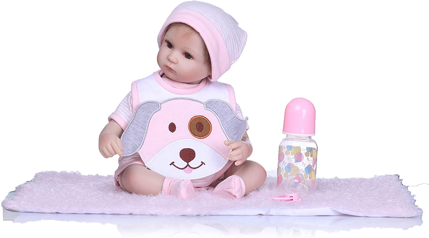 Pinky Reborn Dolls Girls Eyes Open 17" 43cm Reborn Babies Soft Silicone Babies Reborn Baby Dolls Realistic Vinyl Newborn for Xmas Gift (Pink) - Image 2