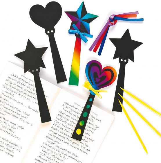 Baker Ross ET590 Magic Wand Scratch Art Bookmarks (Pack of 12) For Kids To Decorate, Arts and Crafts, 18cm - Image 2
