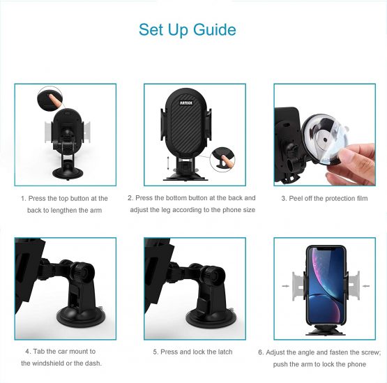 Arteck Car Mount, Universal Mobile Phone Car Mount Holder 360° Rotation for Auto Windshield and Dash, for Cell Phones Apple iPhone 13, 13 Pro, 12, 12 Pro, 11, 11 Pro, Xr, Xs, Android Smartphone, GPS - Image 4