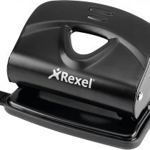 Rexel Value 220 2 Hole Punch, 20 Sheet Capacity, Adjustable Guide Bar, Metal, Black, 2100762