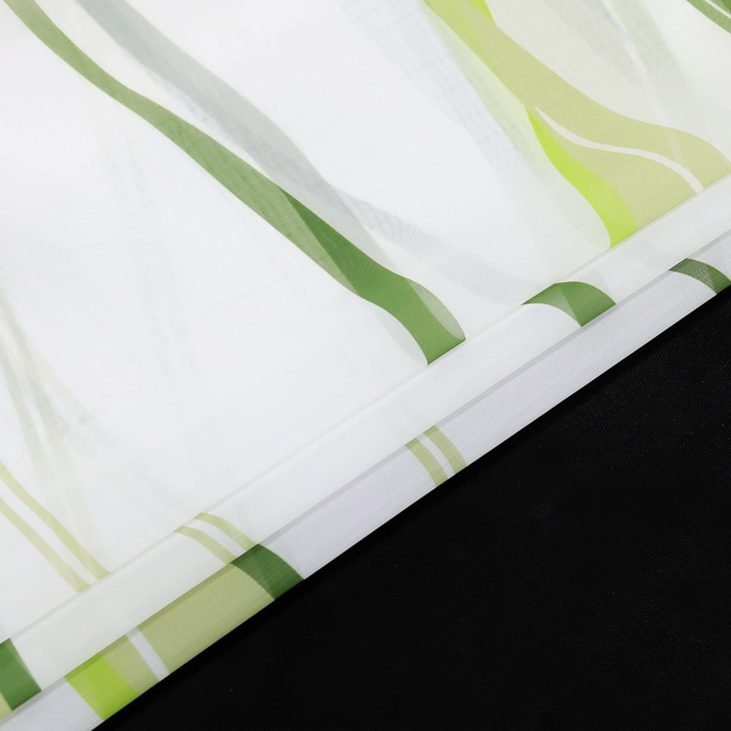 HongYa 1 Piece Transparent Net Curtain with Loops Waves Design Polyester Decoration for Bedroom Living Room Balcony Cream Green HW 145/140 cm - Image 4