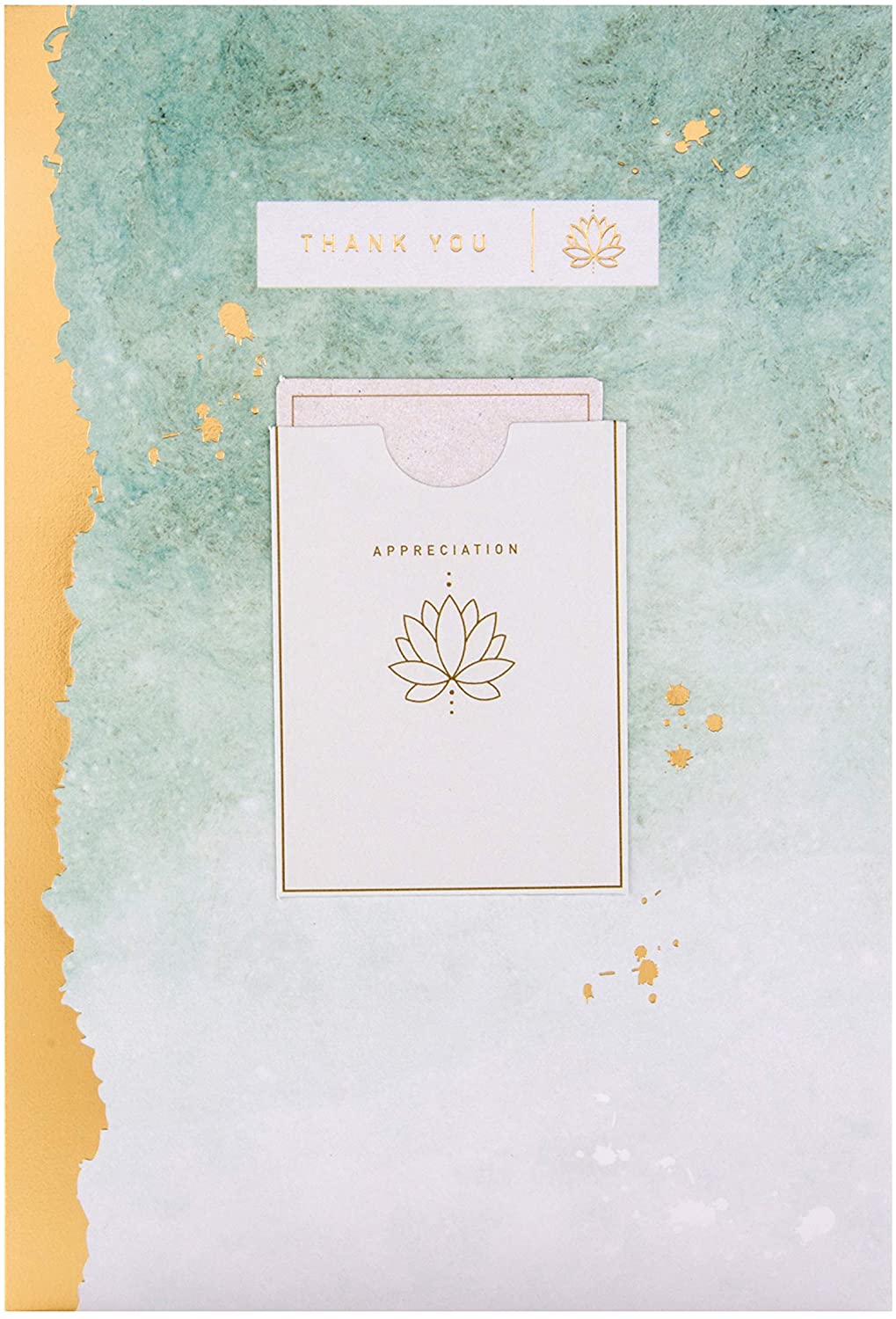 Hallmark Thank You Card with Keepsake from Contemporary Marbled Ink and Foil Design,25526553, grey|green, 20.2cm x 13.8cm