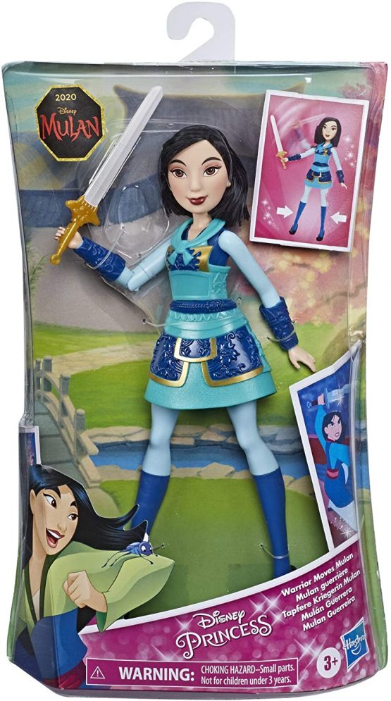 Disney Princess Warrior Moves Mulan Doll with Sword-Swinging Action, Warrior Outfit Mulan Fashion Doll Toy for Children, Blue, E8628 - Image 2