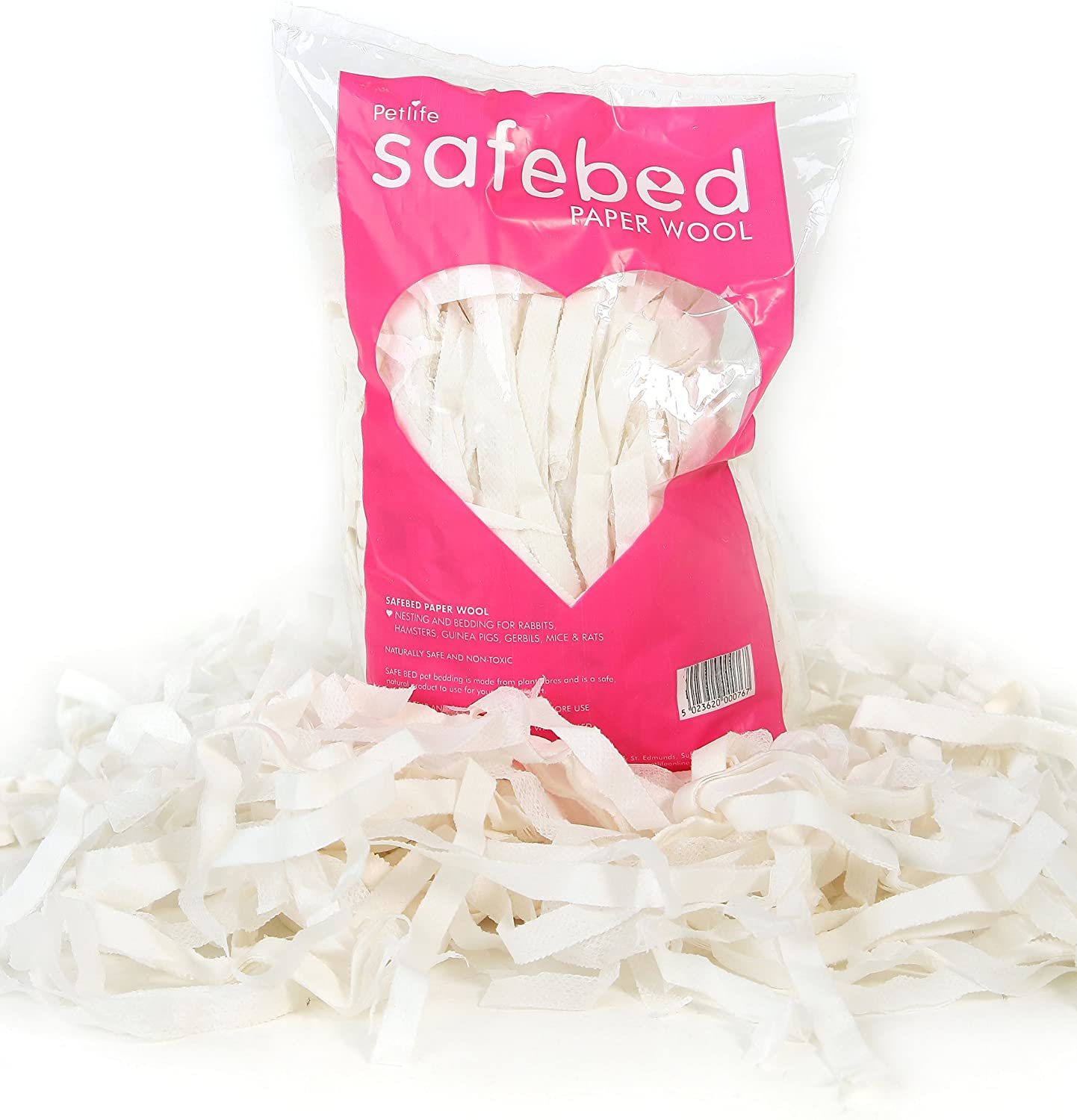 Petlife Safebed Paper Wool ,White,Animal Bedding Sachet for Small Pet