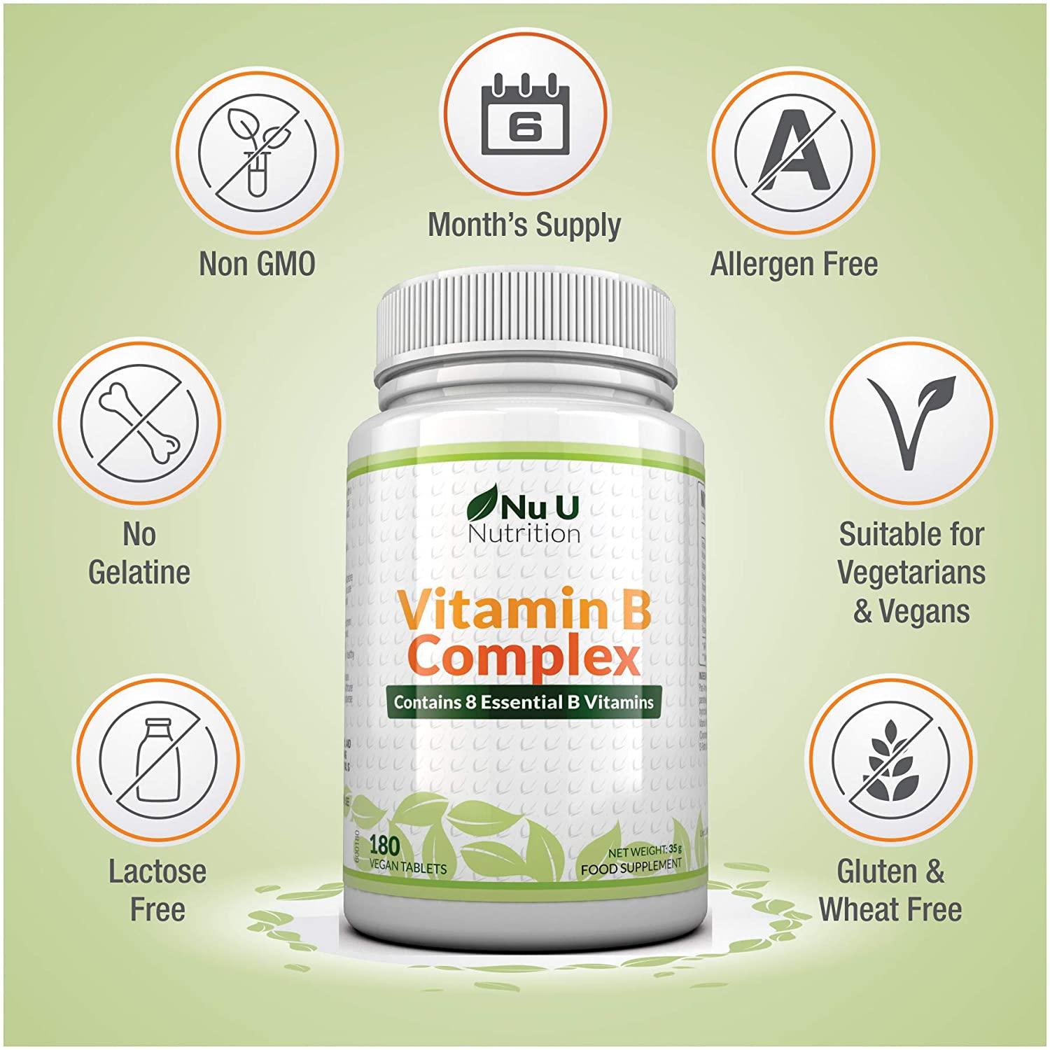 Vitamin B Complex High Strength, 180 Vegan Tablets, 6 Month Supply, Contains All 8 B Vitamins in 1 Tablet, Vitamins B1, B2 - Image 3