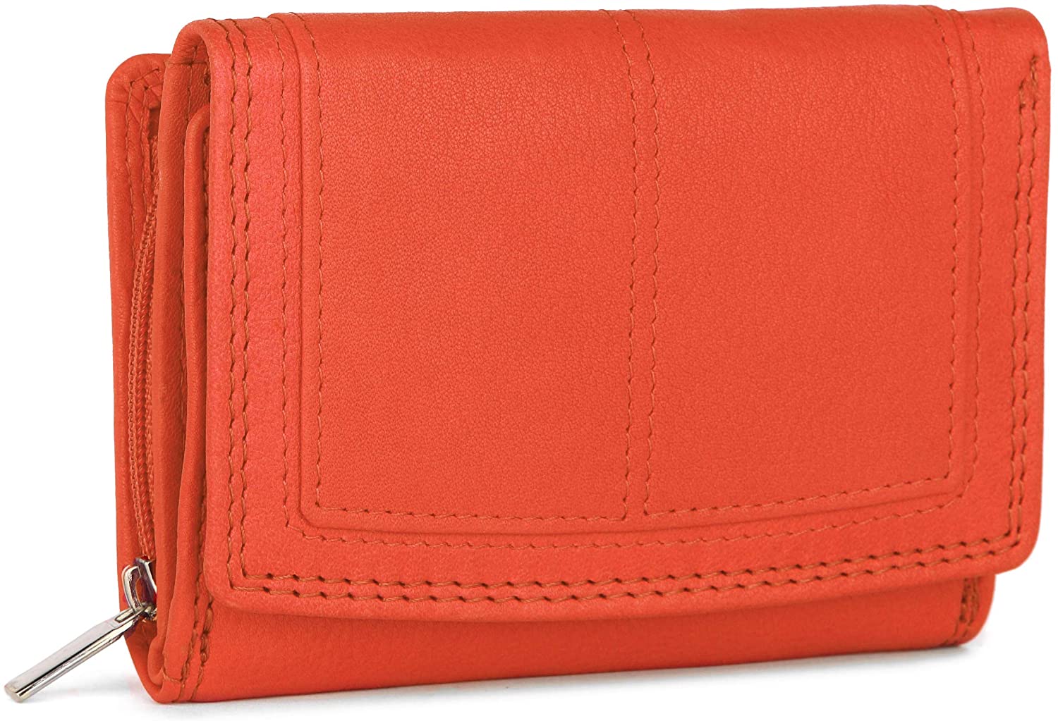 Ladies Rfid Protection Real Leather Purse Card Women Wallet Zip Coin Pocket