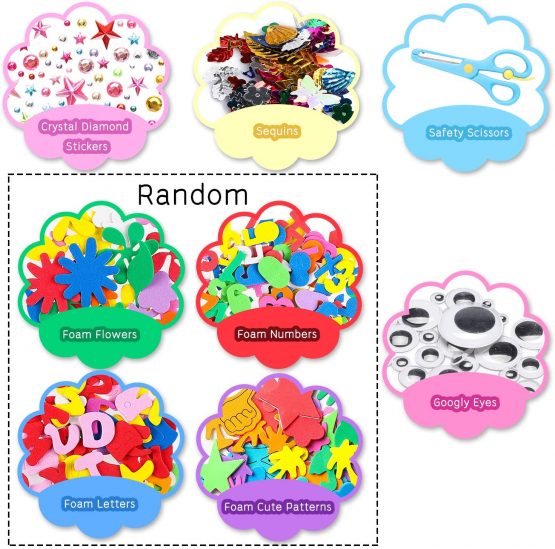 WATINC 1000Pcs DIY Art Craft Sets Supplies for Kids Toddlers Modern Kid Crafting Supplies Kits Include Pipe Cleaners, Colour Felt, Glitter Pom Poms, Feather, Buttons, Sequins - Image 4