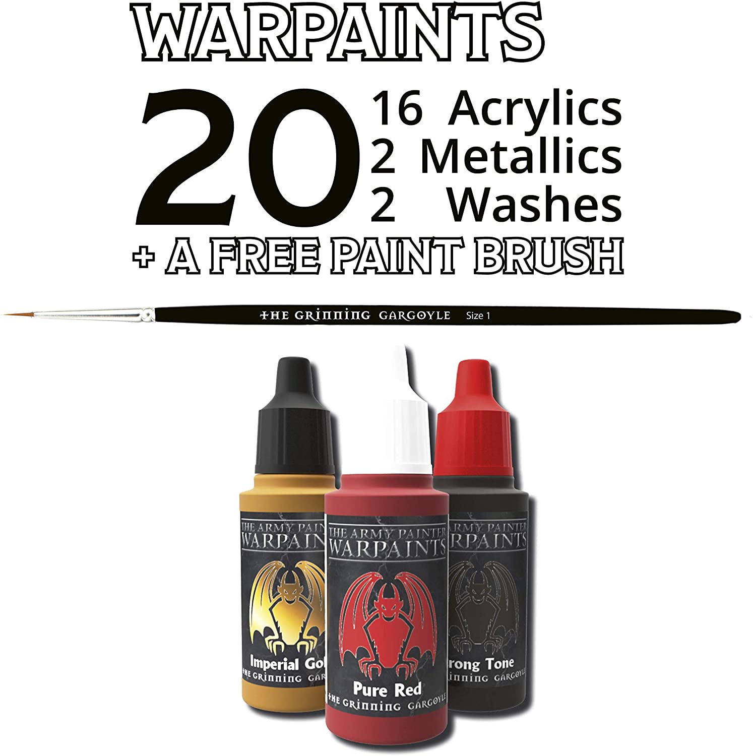 Grinning Gargoyle, Sci-Fi Miniature Paint Set, Paints for Miniatures, 20x Assorted 18ml Colours with a Paint Brush - Image 3