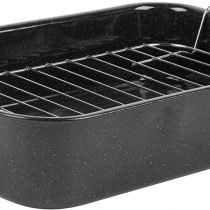 Russell Hobbs CW9161 Romano Vitreous Enamel Roaster and Rack, 34 cm, Easy to Clean, Ideal for Roasting Beef, Chicken and Vegetables, Black