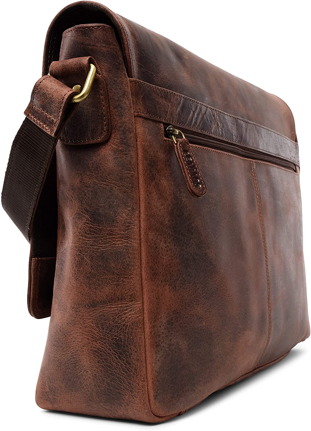 LEABAGS Oxford Shoulder Bag Made of Genuine Buffalo Leather in Vintage Look I Laptop Bag up to 15 inch I Messenger Bag I Leather Bag I Shoulder Bag I Briefcase I 38x10x31cm - Image 3