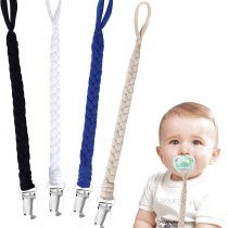 Pacifier Clips Cotton Teether Soother Chain Braided Dummy Clips for Baby Infant Toddler 4 Pack #2