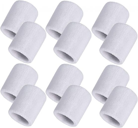 Bememo 12 Pack Sweatbands Sports Wristband Cotton Sweat Band for Men and Women, Good for Tennis, Basketball, Running, Gym, Working Out