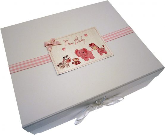 White Cotton Cards New Baby, Large Keepsake Box, Pink Toys