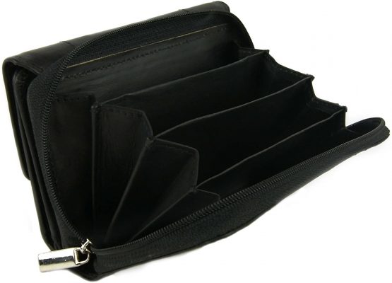 Ladies Soft Leather Flap Over Purse/Wallet by London Leather Goods Handy Zipped Section 6 Colours - Image 3