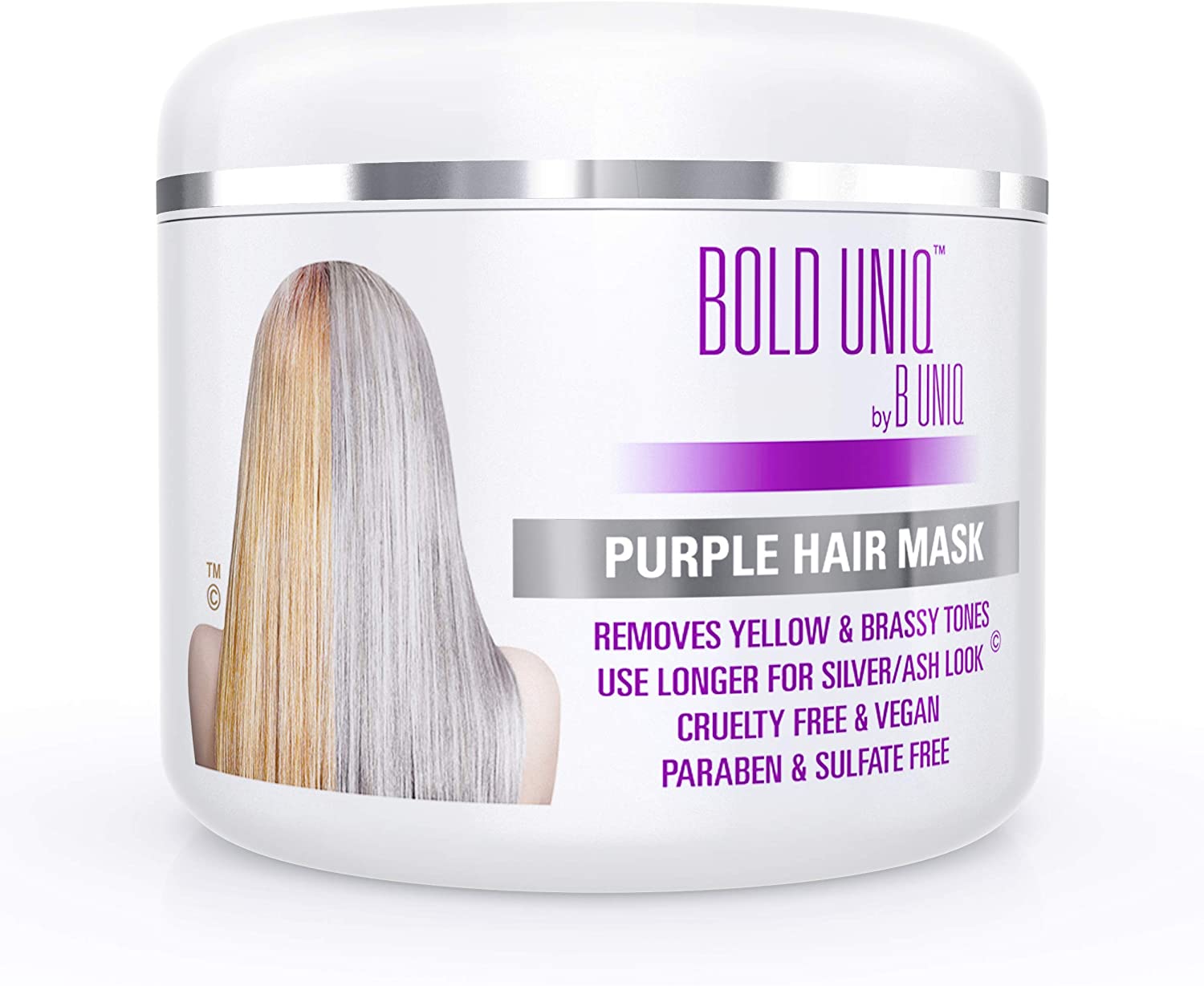 Bold Uniq Purple Hair Mask, Toner for Blonde Platinum, Bleached, Silver, Gray, Ash & Brassy Hair - Image 4