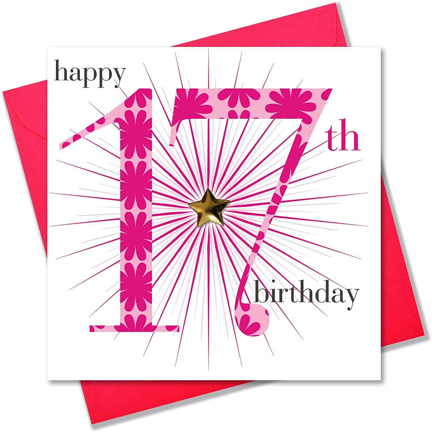 Claire Giles Ages Age 17 Girl Birthday Card, AGE17G, Pink, Pack of 1