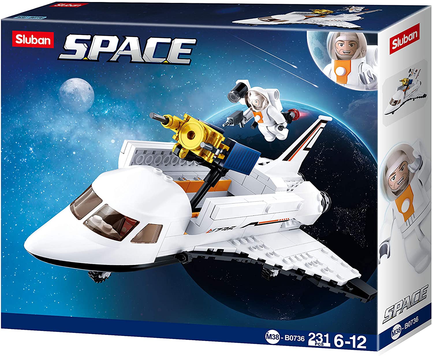 Sluban SPACE - SPACE SHUTTLE (231PCS), Multicolor, 56.5 cm x 58 cm x 34 cm