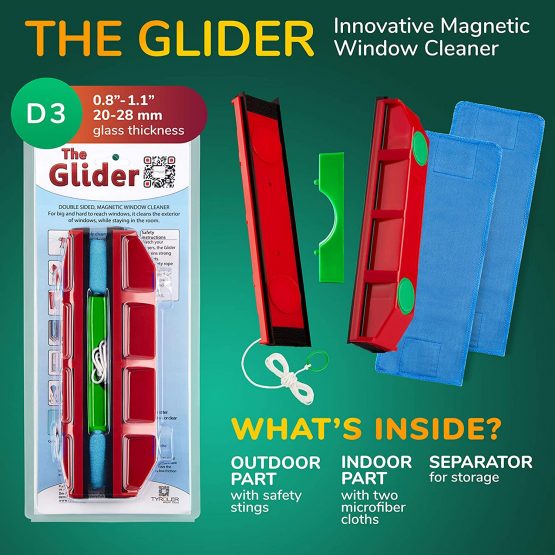 Tyroler Bright Tools the Glider D-3 Magnetic Window Cleaner for Double Glazed Windows Fits 20-28 mm Window thickness. Glass cleaner - Image 3