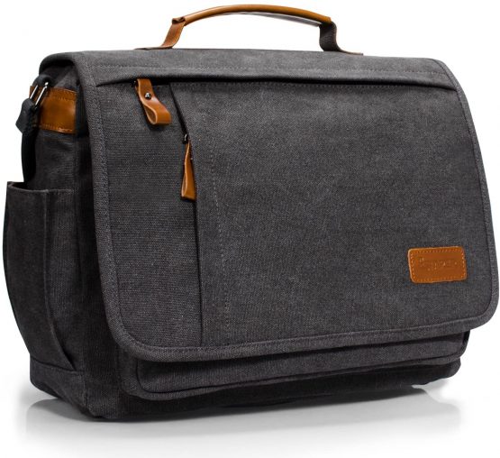 Estarer 13.3-14 inch Mens Laptop Messenger Bag,Work Satchel Shoulder Bag for MacBook Pro/MacBook Air/Surface Pro/Chromebook,Grey Computer Briefcase