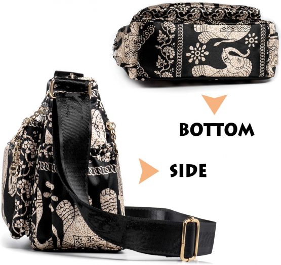 Ethnic Elephant Hobo Shoulder Bag for Women - Lightweight Ladies Cross-Body Handbags - 8 Pockets Medium Size Women Bags - Daily Travel Shopping Messenger Bag Side Bag - Image 4
