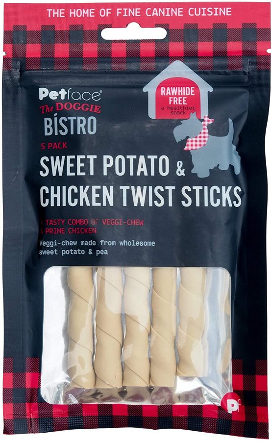 Petface The Doggie Bistro Sweet Potato & Chicken Twists, Pack of 5