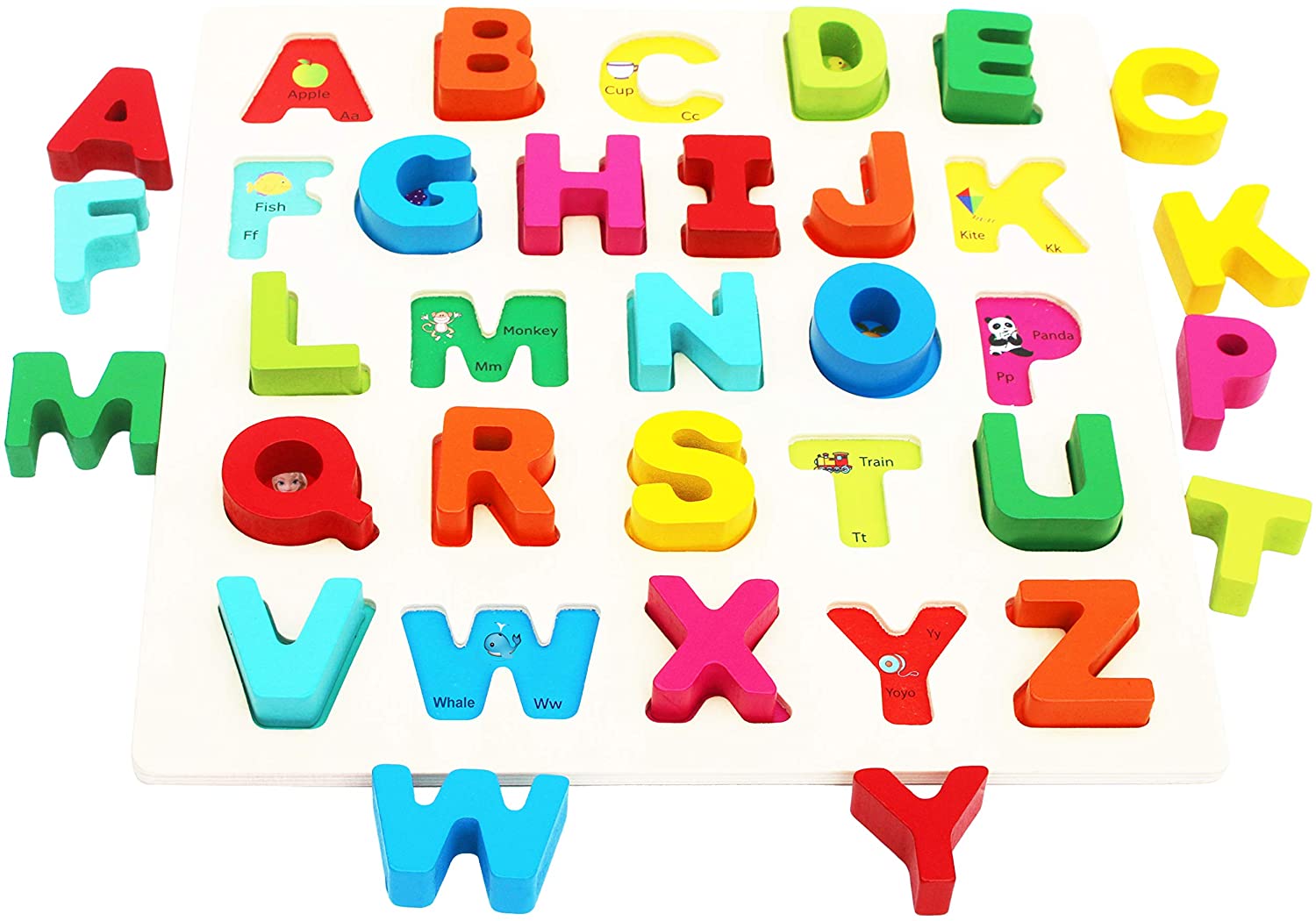 TOWO Wooden Alphabet Puzzle for Toddlers- Chunky Size Peg Puzzle - Image 2