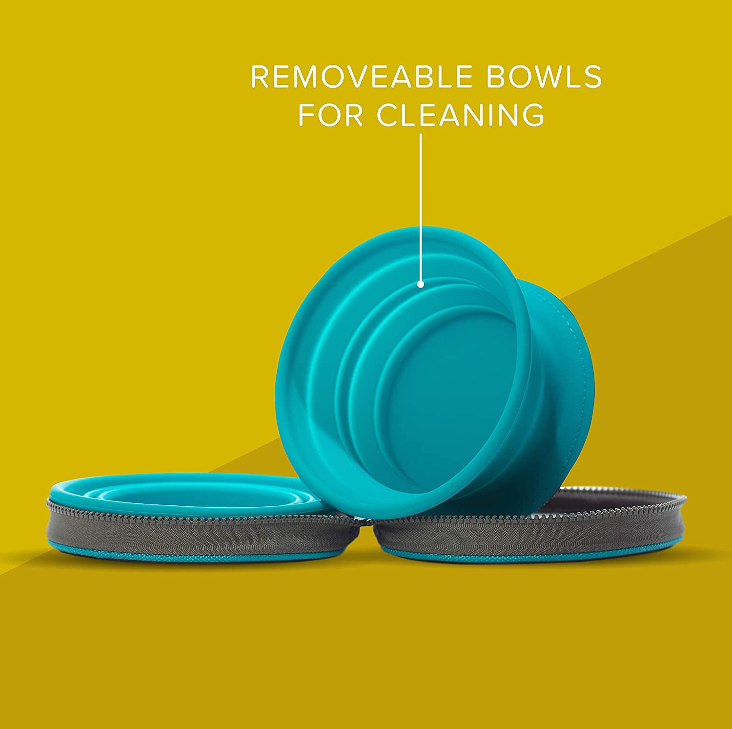 Colapz Collapsible Dog Bowls with Travel Case - Foldable Silicone Pet Feeding & Water Bowls for Travel Camping & Hiking - Charcoal Grey - Image 3